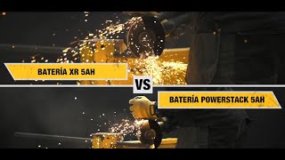 DEWALT® España  ¿La Amoladora DCG405 rinde más con la batería POWERSTACK XR o XR 18V ES [upl. by Ekul]