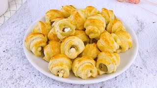 Olive puff pastry snacks quick and appetizing [upl. by Cr]