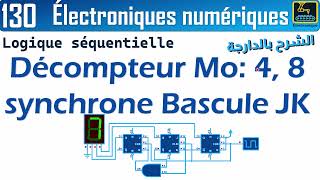 130 Décompteur synchrone Modulo 4 et 8 synchrone Bascule JK [upl. by Auhsej]