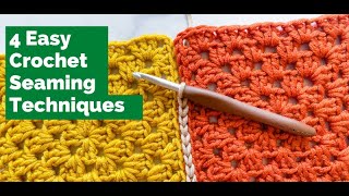 HOW TO JOIN CROCHET SQUARES AND SEAMS 4 Easy Crochet Seaming Techniques for Beginners [upl. by Yrrej80]