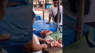 5G speed Pork Cutting by a Hardwork Lady bollywood song music love hindisong pork food short [upl. by Nnawtna]