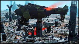 HOT LZ Valkyrie Airborne Elysian Drop Troops Landing  Warhammer 40k Mod Battle [upl. by Lang368]