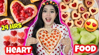 Eating Only Heart Shaped Food for 24 Hours Challenge 😍 Gone too Yummy ❤️ [upl. by Anilat98]