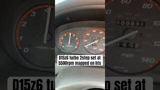 Honda Civic d15z6 turbo 2 step launch control set at 5500rpm mapped on hts cluster lag [upl. by Lindbom512]