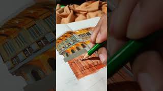 work in progress Filipino Architecture plate art pinoy painting architecture rendering 🍽️ [upl. by Enialem]