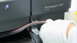 Установка СНПЧ на плоттер HP Designjet T520 [upl. by Akihc]