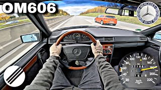 MERCEDESBENZ W124 300 DIESEL OM606 TOP SPEED DRIVE ON GERMAN AUTOBAHN🏎 [upl. by Gutow759]