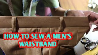 how to sew a mens pants waistband [upl. by Ainehs]