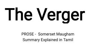 The Verger short story By Somerset Maugham summary explained [upl. by Carolyne840]