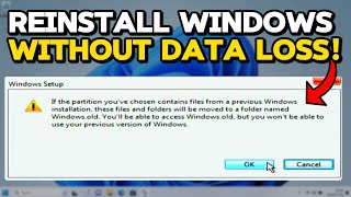 How to Reinstall Windows Without Losing Data Tutorial [upl. by Aikemehs]