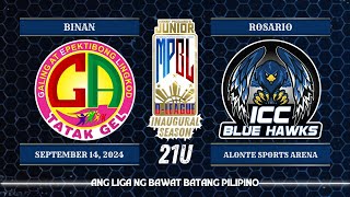 Junior MPBL DLeague Inaugural Season  Binan Tatak Gel vs Rosario Batangas ICC Bluehawks [upl. by Avuha]