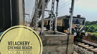 Velachery  Chennai Beach Local EMU Skips Chennai Park Station [upl. by Tamer329]