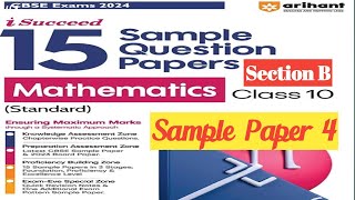 Class 10 MathArihant Sample PaperSample Paper 4Standard Math important questionCbse Board Exam [upl. by Leveridge32]