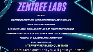 Zentree Labs Interview Questions Most frequently asked interview questions interviewquestions [upl. by Hook]