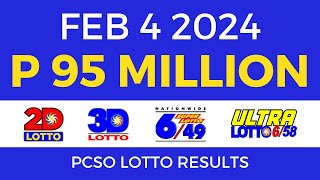 Lotto Result February 4 2024 9pm PCSO [upl. by Hiram]