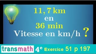 calculer la vitesse moyenne en mmin et kmh • conversion heure minute • Formule Vdt • Quatrième [upl. by Ennaeus]