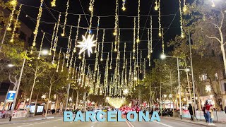 Barcelona Navidad 🎄 Paseo Gracia 🎅 Barcelona 2023 España 4K [upl. by Wiley]