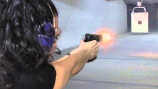 Girl shooting a Girsan 1911 45 Slow motion [upl. by Shara638]