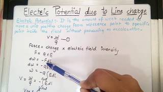 15Electric potential due to line charge Derivation [upl. by Enimassej]