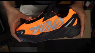 Yeezy 700 Orange MNVN Unbox amp On Feet [upl. by Adnawuj484]