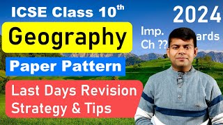 Geography Class 10th Paper Pattern amp Strategy for 2024 Exam  Important Chapters [upl. by Atat]