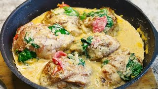 Receita de sobrecoxas de frango com molho cremoso de espinafre Receita fácil e deliciosa [upl. by Montagna]