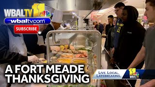 Fort Meade leaders serve Thanksgiving meal to troops [upl. by Areema]