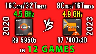 Ryzen 9 5950x vs Ryzen 7 7800x3D in 12 Games  R9 5950x vs R7 7800x3D [upl. by Leuname395]