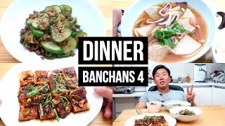 Dinner Banchans IV Cucumber Beef Stir Fry Spicy Braised Tofu Squid Radish Soup [upl. by Canica]