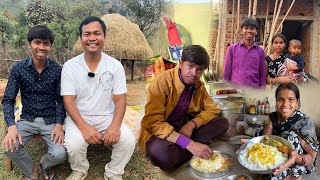 Vijay Riya Vlogs ke Ghar mai Jharkhandi Lunch kiya  Jharkhand ka Food  First Time Podcast 😂 [upl. by Acino]