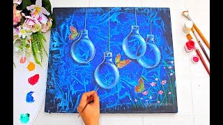 Easy Trick to make background using Acrylic Colours Step by Step Painting tutorial for Beginners [upl. by Dunning445]