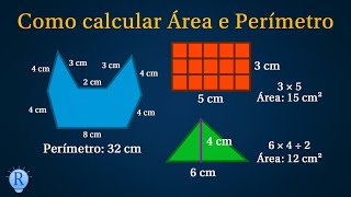 Como calcular Área e Perímetro  Perímetro e Área de Figuras Planas [upl. by Attiuqram]