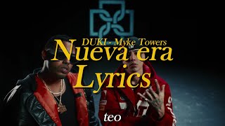 DUKI Myke Towers  Nueva Era LETRALYRICS  teo [upl. by Arbua]