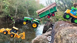 Jump Pond John Deere tractor  jcb toys  lory toys  Toys kids tractor  Boom Kutty [upl. by Yentihw]