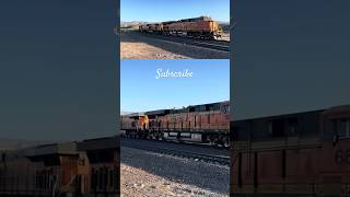 BNSF Stack Train Weaving Down Cajon Pass at Walker Horn Salute at Sunrise [upl. by Ehsiom]