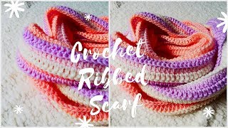 Crochet Easy Ribbed Scarf  DIY crochet Scarf Tutorial [upl. by Carlina]