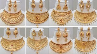 22K Bridal Gold Choker Necklace Sets  Latest Gold Choker Sets With Weight And Price [upl. by Ajile]