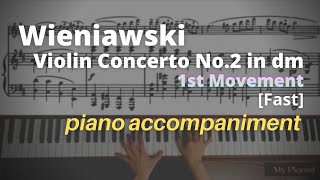 Wieniawski  Violin Concerto No2 Op22 in dm 1st Mov Piano Accompaniment Fast [upl. by Hennebery217]