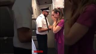 Captain Purposed to Beautiful Air Hostess in Plane During Flight  Best marriage proposal [upl. by Blatman]