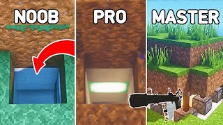 Minecraft 5 Secret Base Redstone Noob vs Pro vs Master [upl. by Milurd197]