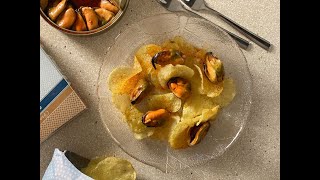 Aperitivo de Mejillones en Escabeche con Patatas Fritas l celestedelabanda [upl. by Oeflein545]