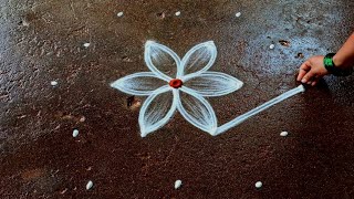 Panguni uthiram simple flowers kolam🌹53 easy flowers padi kolam🌹pandaga muggulu🌹Super rangoli [upl. by Annawat143]