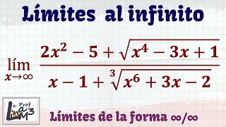 Limite al infinito con raíz cuadrada y cúbica  Ejercicio 10  La Prof Lina M3 [upl. by Kandy]