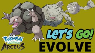 Catch or Evolve Evolving Geodude into Graveler into Golem Pokémon Legends Arceus [upl. by Inanuah]