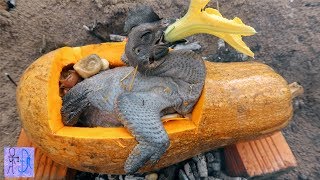 Gà Ác Nướng Trong Trái Bí Đỏ Khổng Lồ  Sinh Tồn Nơi Hoang Dã Primitive Survival Chicken Pumpkin [upl. by Liahcim704]