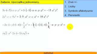 Jak porządkować jednomiany  Wyrażenia algebraiczne  Matfiz24pl [upl. by Saenihp]