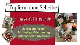 Töpfern für Anfänger  ohne Töpferscheibe Tasse und Schale töpfern [upl. by Vetter]