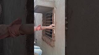 Plastering off window border construction shorts civil trending plaster vlog [upl. by Cuhp]