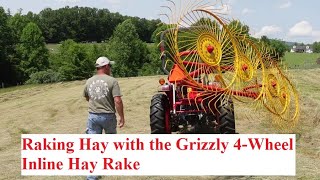 Raking 1st Cut Hay with the Grizzly 4Wheel Rake [upl. by Severen674]