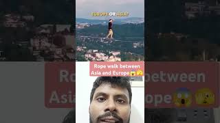 Rope walk between Asia and Europe balancingredbullextremesportsviralvideoviralshortviralreels [upl. by Arabeila]